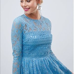ASOS Design lace skater dress in Blue